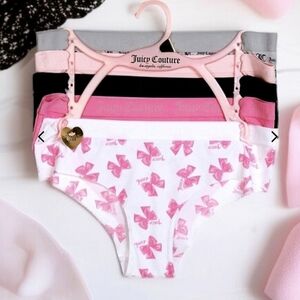 Juicy Couture Silky Pink Coquette Bows Underwear Hipster Panty Panties Set